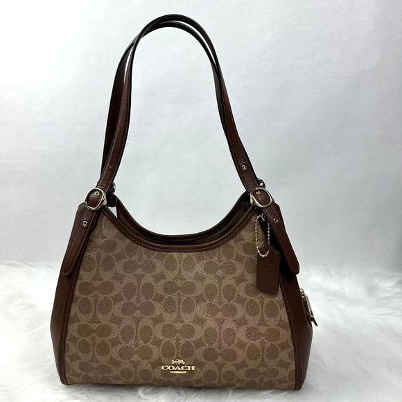 Coach Erin Shoulder Bag In Signature Canvas & Leather CAQ87 Tan/Brown - Picture 1 of 11